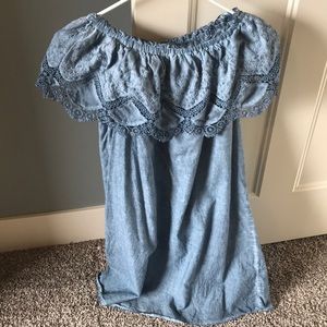 Off the Shoulder Jean Lace Dress